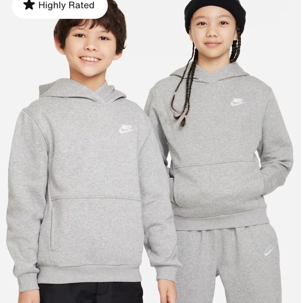 Kids Unisex Nike Light Gray Fleece Hoodie & Pants Set/Sweatsuit